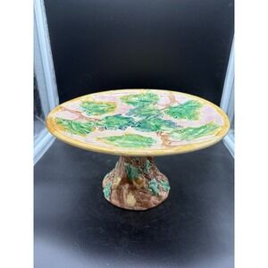 Vintage Etruscan Majolica Griffin Smith & Hill Cake Plate Signed
